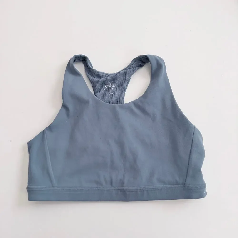 Athleta Speed Racer Bra slate blue keyhole sports bra 980437